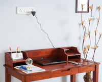 Hyderabad Study Laptop Table With USB Connector - Study Table - Furniselan - Maple-Finish