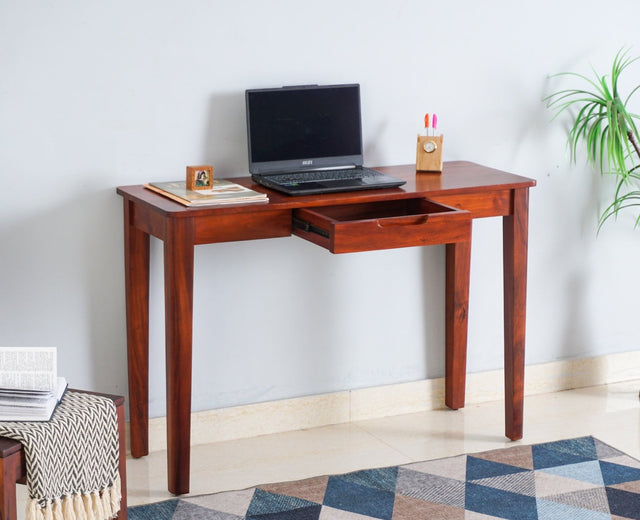 Hyderabad Study Table with one Drawer - Study Table - Furniselan - Maple-Finish