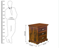 Jacksonville Wooden Three Drawers Bedside Table-Teak Finish - Bedside Table - Furniselan-Teak-Finish
