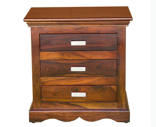 Jacksonville Wooden Three Drawers Bedside Table-Teak Finish - Bedside Table - Furniselan-Teak-Finish