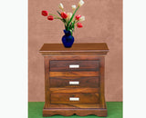 Jacksonville Wooden Three Drawers Bedside Table-Teak Finish