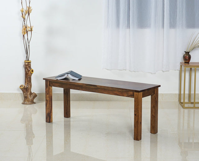 Jaipur Sheesham Wood 3 Seater Dining Bench for Living Room - Bench - Furniselan - Teak-Finish