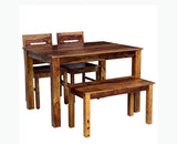 Jaipur Sheesham Wood 4 Seater Dining Table Set with 2 Chair & Bench For Dining Room