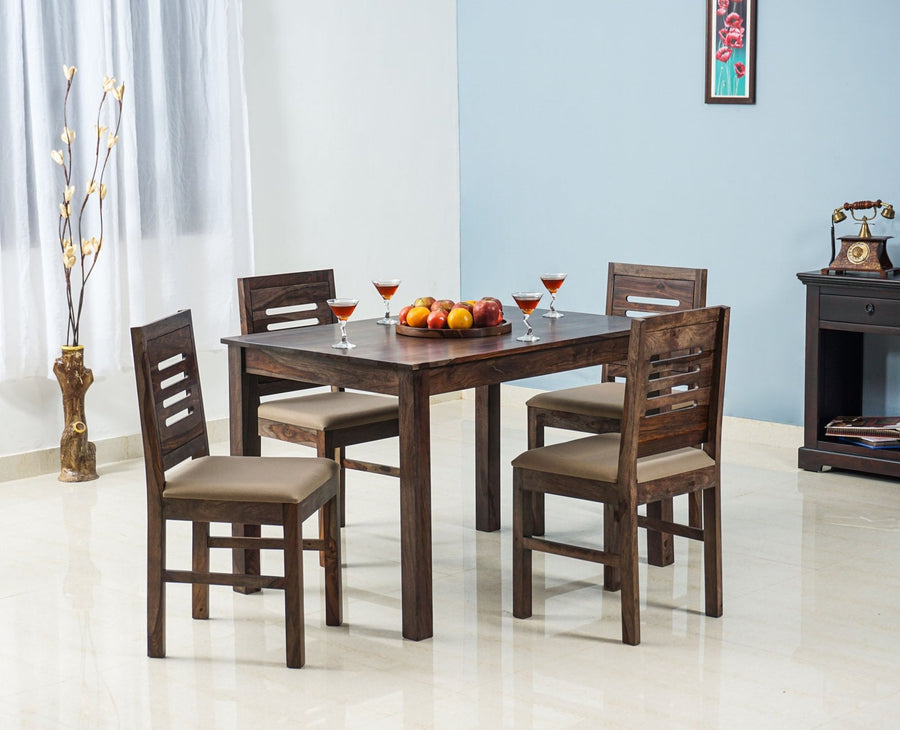 Jaipur Sheesham Wood 4 Seater Dining Table Set with 4 Chair for Dining Room - Dining Set - Furniselan - Grey-Finish