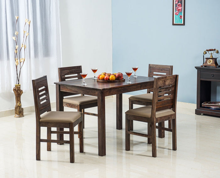 Jaipur Sheesham Wood 4 Seater Dining Table Set with 4 Chair for Dining Room - Dining Set - Furniselan