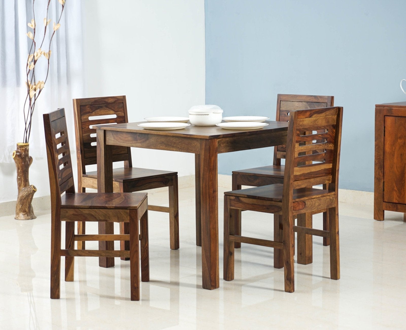Buy Sheesham Wood 4 Seater Dining Table Set with 4 Chair for Dining ...