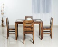 Jaipur Sheesham Wood 4 Seater Dining Table Set with 4 Chair for Dining Room - Dining Set - Furniselan - Teak-Finish