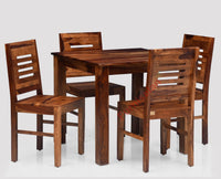 Jaipur Sheesham Wood 4 Seater Dining Table Set with 4 Chair for Dining Room - Dining Set - Furniselan - Rustic-Teak-Finish