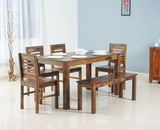 Jaipur Sheesham Wood 6 Seater Dining Table Set with 4 Chair & Becnch for Dining Room