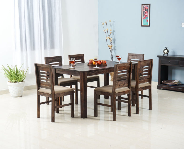 Jaipur Sheesham Wood 6 Seater Dining Table Set with 6 Chair for Dining Room - Dining Set - Furniselan
