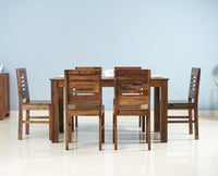 Jaipur Sheesham Wood 6 Seater Dining Table Set with 6 Chair for Dining Room - Dining Set - Furniselan - Teak-Finish