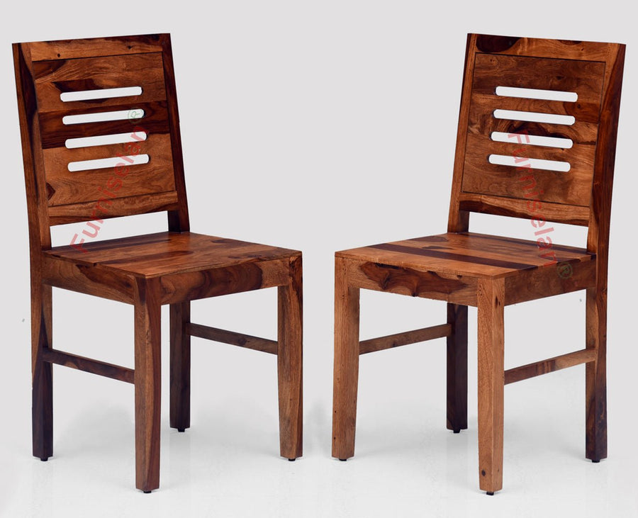 Jaipur Sheesham Wood Dining Chair Set of Two - Dining Chair - Furniselan - Rustic-Teak-Finish