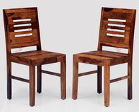 Jaipur Sheesham Wood Dining Chair Set of Two - Dining Chair - Furniselan - Rustic-Teak-Finish