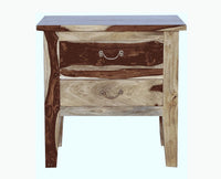 Jalandhar Wooden Two Drawers Bedside Table - Bedside Table - Furniselan - Rustic-Teak-Finish