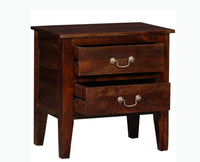 Jalandhar Wooden Two Drawers Bedside Table - Bedside Table - Furniselan - Teak-Finish