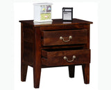 Jalandhar Wooden Two Drawers Bedside Table - Bedside Table - Furniselan - Teak-Finish