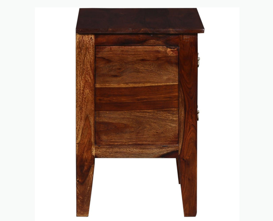 Jalandhar Wooden Two Drawers Bedside Table - Bedside Table - Furniselan - Teak-Finish