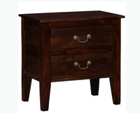 Jalandhar Wooden Two Drawers Bedside Table - Bedside Table - Furniselan - Teak-Finish