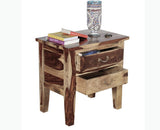 Jalandhar Wooden Two Drawers Bedside Table - Bedside Table - Furniselan - Rustic-Teak-Finish
