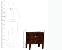 Jalandhar Wooden Two Drawers Bedside Table - Bedside Table - Furniselan - Teak-Finish