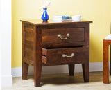 Jalandhar Wooden Two Drawers Bedside Table - Bedside Table - Furniselan - Teak Finish