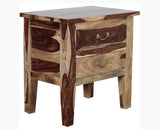 Jalandhar Wooden Two Drawers Bedside Table - Bedside Table - Furniselan - Rustic-Teak-Finish