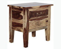 Jalandhar Wooden Two Drawers Bedside Table - Bedside Table - Furniselan - Rustic-Teak-Finish