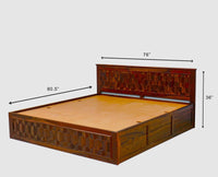Jodhpur Solid Wood King Size Bed with Box Storage - Furniselan-Maple-Finish