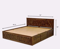Jodhpur Solid Wood King Size Bed with Box Storage Furniselan-Teak-Finish