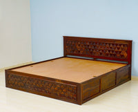 Jodhpur Solid Wood King Size Bed with Box Storage - Furniselan-Maple-Finish