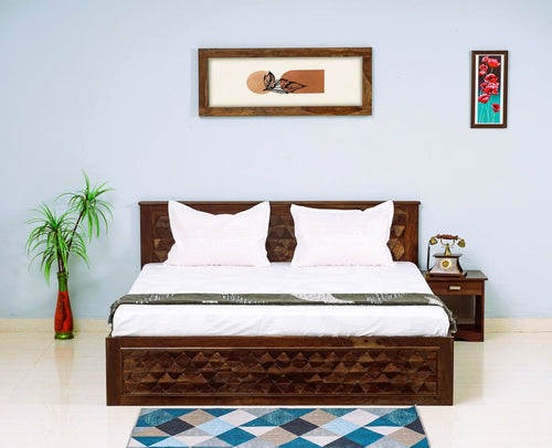 Jodhpur Solid Wood Queen Size Bed with Box Storage - Furniselan