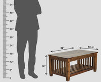 Kochi Solid Wood Coffee Table with shelves - Coffee Table - Furniselan - Teak-Finish