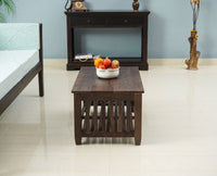 Kochi Solid Wood Coffee Table with shelves - Coffee Table - Furniselan - Grey-Finish