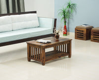 Kochi Solid Wood Coffee Table with shelves - Coffee Table - Furniselan - Teak-Finish