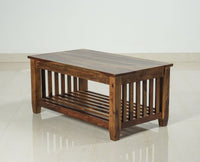 Kochi Solid Wood Coffee Table with shelves - Coffee Table - Furniselan - Teak-Finish
