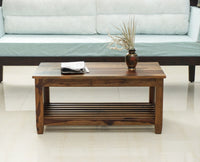 Kochi Solid Wood Coffee Table with shelves - Coffee Table - Furniselan - Teak-Finish
