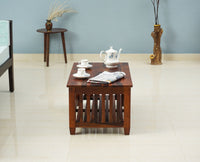 Kochi Solid Wood Coffee Table with shelves - Coffee Table - Furniselan - Maple-Finish