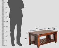 Kochi Solid Wood Coffee Table with shelves - Coffee Table - Furniselan - Maple-Finish