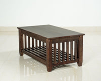 Kochi Solid Wood Coffee Table with shelves - Coffee Table - Furniselan - Grey-Finish