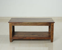 Kochi Solid Wood Coffee Table with shelves - Coffee Table - Furniselan - Teak-Finish