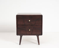 Kolkata Solid Wood Bedside table with Two Drawer - Bedside Table - Furniselan - Grey-Finish