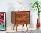 Kolkata Solid Wood Bedside table with Two Drawer - Bedside Table - Furniselan - Teak-Finish