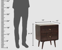Kolkata Solid Wood Bedside table with Two Drawer - Bedside Table - Furniselan - Grey-Finish