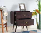 Kolkata Solid Wood Bedside table with Two Drawer - Bedside Table - Furniselan - Grey-Finish