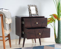 Kolkata Solid Wood Bedside table with Two Drawer - Bedside Table - Furniselan - Grey-Finish