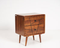 Kolkata Solid Wood Bedside table with Two Drawer - Bedside Table - Furniselan - Teak-Finish