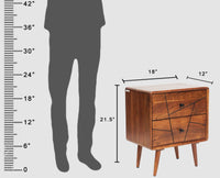 Kolkata Solid Wood Bedside table with Two Drawer - Bedside Table - Furniselan - Teak-Finish
