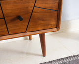 Kolkata Solid Wood Bedside table with Two Drawer - Bedside Table - Furniselan - Teak-Finish