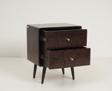 Kolkata Solid Wood Bedside table with Two Drawer - Bedside Table - Furniselan - Grey-Finish