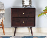 Kolkata Solid Wood Bedside table with Two Drawer - Bedside Table - Furniselan - Grey-Finish